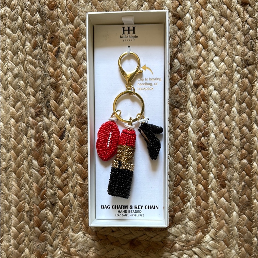 Haute Hippie Viral Lipstick, Lips & Shoe Beaded Keychain